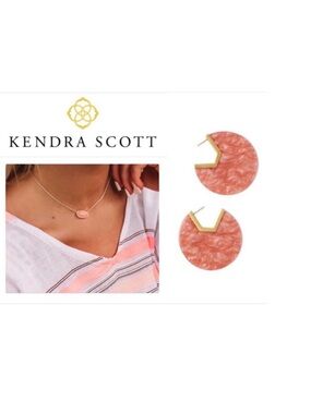Lot of 2x [Kendra Scott] NWOT Elisa Bright Coral Necklace & EUC Kai Earrings